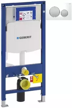 Инсталляция для унитаза Geberit Duofix Sigma 20 111.300.00.5 + 111.815.00.1 + 115.882.KL.1 с кнопкой смыва, белый/матовый хром