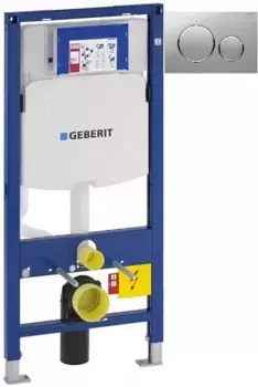 Инсталляция для унитаза Geberit Duofix Sigma 20 111.300.00.5 + 111.815.00.1 + 115.882.KN.1 с кнопкой смыва, матовый хром/хром/матовый хром