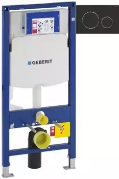 Инсталляция для унитаза Geberit Duofix Sigma 20 111.300.00.5 + 111.815.00.1 + 115.882.14.1 с кнопкой смыва, черный матовый/хром/черный матовый