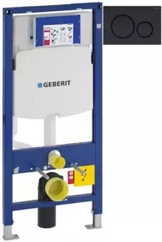 Инсталляция для унитаза Geberit Duofix Sigma 20 111.300.00.5 + 111.815.00.1 + 115.882.16.1 с кнопкой смыва, черный матовый/черный глянец/черный матовый
