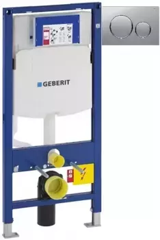 Инсталляция для унитаза Geberit Duofix Sigma 20 111.300.00.5 + 111.815.00.1 + 115.882.JQ.1 с кнопкой смыва, матовый хром/хром/матовый хром