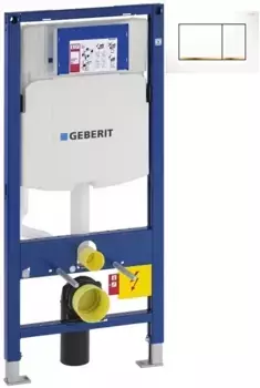 Инсталляция для унитаза Geberit Duofix Sigma 30 111.300.00.5 + 111.815.00.1 + 115.883.KK.1 с кнопкой смыва, белый/золотой/белый