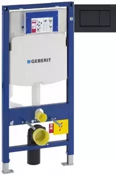 Инсталляция для унитаза Geberit Duofix Sigma 30 111.300.00.5 + 111.815.00.1 + 115.883.16.1 с кнопкой смыва, черный матовый/черный глянец/черный матовый