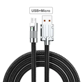 Кабель USB C, 120 Вт, 6 А, сверхбыстрая зарядка, кабель USB Type-C, нейлоновая оплетка, с индикаторным кабелем для зарядного устройства для iPhone, аксессуары для телефонов 1m
