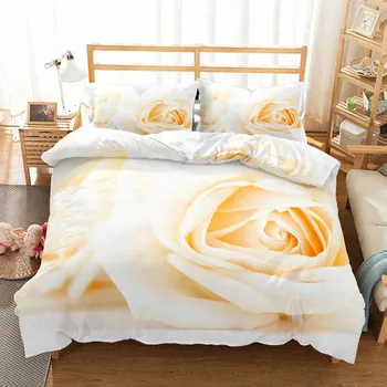 Комплект постельного белья Turquoise Big Blossom 3D King Queen Double Full Twin Single Size EU single(135x200cm)