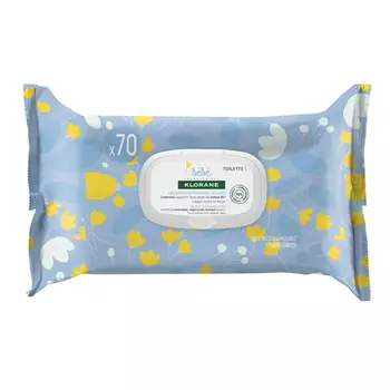 Klorane Детские очищающие салфетки с экстрактом календулы 70 шт (Klorane, Bebe)