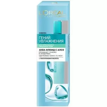 Loreal Paris Аква-флюид для лица Гений Увлажнения для нормальной и смешанной кожи, 75 мл (Loreal Paris, Гений увлажнения)