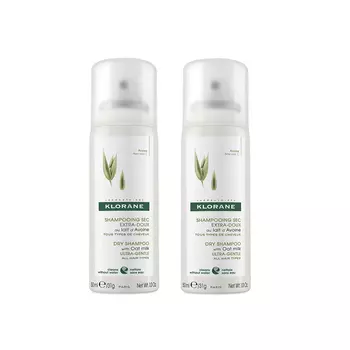 Klorane Комплект Сухой шампунь с молочком овса в спрее, 2х50 мл (Klorane, Ultra Gentle)