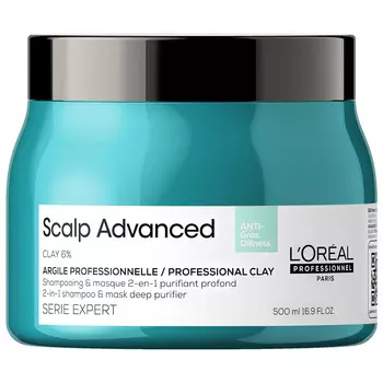 L'oreal Professionnel Шампунь-маска 2-в-1 Scalp Advanced для жирной кожи головы, 500 мл (L'oreal Professionnel, Serie Expert)
