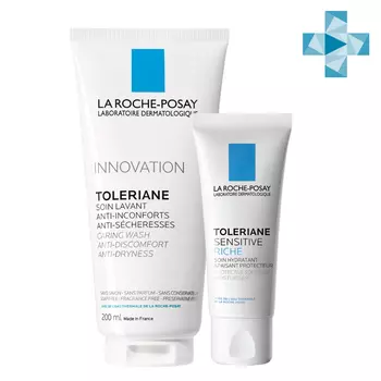 La Roche-Posay Набор Sensitive для увлажнения сухой чувствительной кожи (увлажняющий питательный крем 40 мл + очищающий гель для умывания 200 мл) (La Roche-Posay, Toleriane)