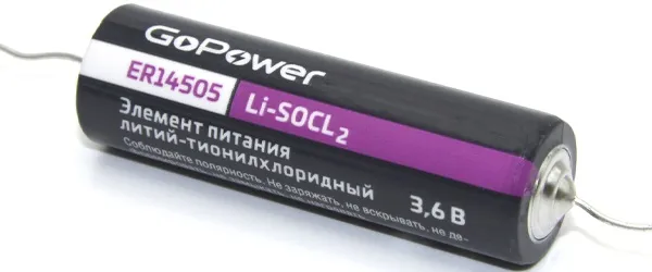 Батарейка GoPower 00-00015332 14505 PC1 Li-SOCl2 3.6V с выводами (1/10/500)