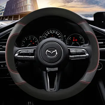 Чехол рулевого колеса автомобиля противоскользящая кожа для Mazda 2 Mazda3 Atenza AXELA BT-50 CX5 CX7 CX3 CX9 CX30 38 см автомобильные аксессуары