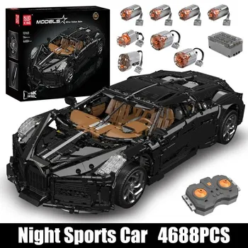 Mold King 13163 Технический автомобильный строительный блок с дистанционным управлением La Voiture Noire Спортивная гоночная модель автомобиля Игрушки для детей Рождественский подарок чёрный