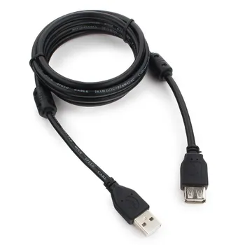 Кабель-удлинитель USB(Am)-USB(Af), ферритовый фильтр, экранированный, 1.8 м, черный, Gembird/Cablexpert (CCF2-USB2-AMAF-6)