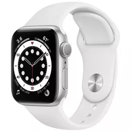 Часы Apple Watch Series 6 40mm алюминий серебристый белый спортивный ремешок GPS