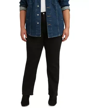 Модные джинсы прямого кроя с высокой посадкой 724 Plus Size Levi's, черный