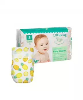 Offspring подгузники, S 3-6 кг. 48 шт. расцветка Ананасы