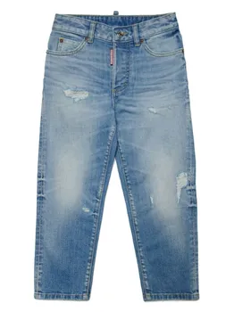 Dsquared2 прямые джинсы с эффектом потертости, синий