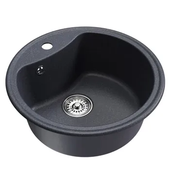 мойкa Mixline ML-GM09 КОМФОРТ круглая D510х190мм искуственный камень антрацит