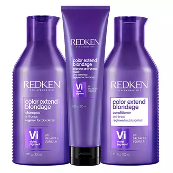 Redken Набор: Шампунь с ультрафиолетовым пигментом для оттенков блонд, 300 мл + Кондиционер с ультрафиолетовым пигментом для оттенков блонд, 300 мл + Маска для поддержания холодных оттенков блонд, 250 мл (Redken, Уход за волосами)