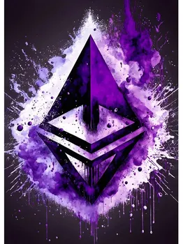 Акварельные крипто-брызги Bitcoin Ethereum Плакат ETH BTC Crypto Virtual Coins Картина на холсте Настенное искусство для домашнего декора комнаты 20x30cm No Framed