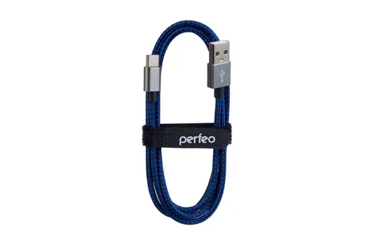 Кабель USB Type-C-USB, 3м, черный/синий PERFEO (U4904)