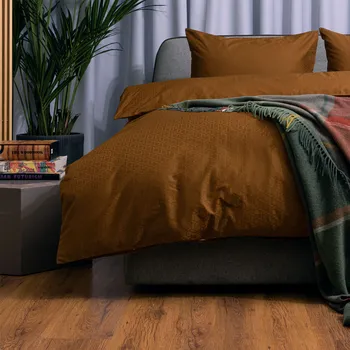 Комплект постельного белья семейный Pappel Jacquard Brown geometric