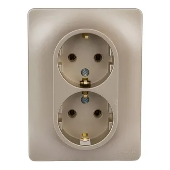 розетка 2 поста SCHNEIDER ELECTRIC Glossa с/з титан