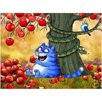 5D DIY Алмазная картина Мультфильм Кот Вышивка Мозаика Вышивка крестом Горный хрусталь Украшение 20X30CM