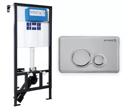 Инсталляция Bettoserb Sava Fix Slim 40006456 + клавиша Jerez 40006463 хром матовый/хром глянец