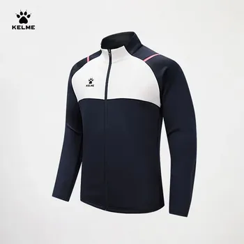 Вязаная Куртка Kelme для тренировок по футболу для мужчин весна 2024 кардиган с воротником-стойкой с принтом спортивное пальто детская спортивная одежда