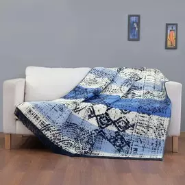 Плед Arya Home Duru белый с синим и чёрным 200х220 см
