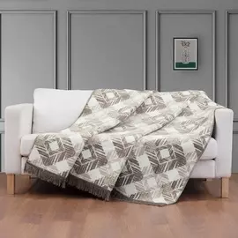 Плед Arya Home Portia бежевый с коричневым 150х200 см
