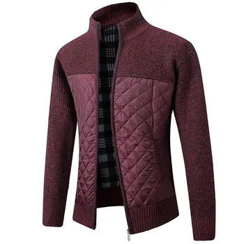 Осень-зима теплый кардиган мужские флисовые свитера на молнии куртки Slim Fit вязаный свитер пальто M