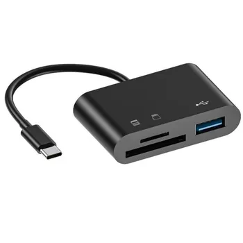 Кардридер 3-в-1 Многофункциональный USB 2.0/Type-C U Disk TF Card Reader OTG Адаптер для мобильного телефона Type-c чёрный