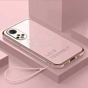 Роскошный чехол для телефона из ТПУ с ремешком для Huawei Y6P Y7 Y9 Prime 2019 Y9S Honor 70 90 Lite X7A X9A 5G, чехлы A11 Love Yourself с цветочным принтом Honor X7A 5G