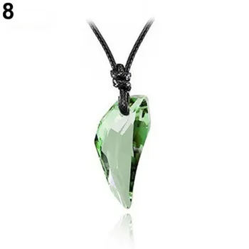 Женщины Мужчины Мода Rhinestone Подвеска Регулируемый Черный Шнур Ожерелье зелёный