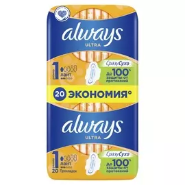 Женские гигиенические прокладки с крылышками Always Ultra Лайт, размер 1, 20 шт