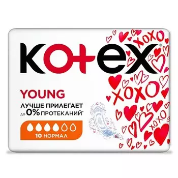 Прокладки Kotex янг для девочек нормал, 8 шт