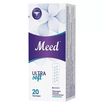 Прокладки женские гигиенические Meed Ultra Soft ежедневные ультратонкие усеченные 20 шт
