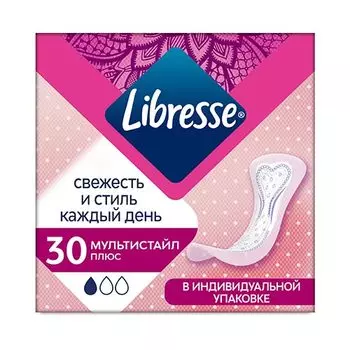 Прокладки ежедневные LIBRESSE СВЕЖЕСТЬ И СТИЛЬ Мультистайл плюс в индивидуальной упаковке 30 шт