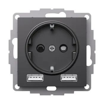 Розетка USB Systeme Electric AtlasDesign встраиваемая базальт USB-A/ Type-C (ATN001430)