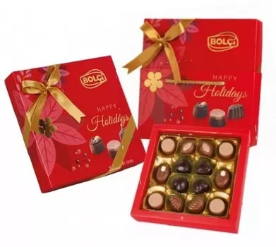Набор шоколадных конфет ассорти Bolci Happy Holidays Red в красной коробке 170 г