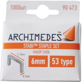 Набор скоб Archimedes Stabi 6 мм, 1000 шт