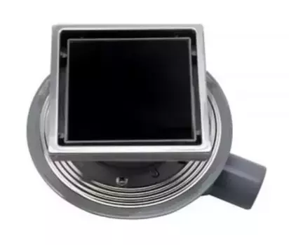 Трап для душа «Pestan» Confluo Standard 1 13000089 боковой выпуск Black Glass/хром
