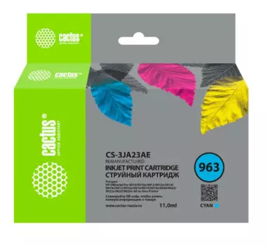 Картридж Cactus CS-3JA23AE 963 голубой (11мл) для HP OfficeJet 9010/9012/9013/9014