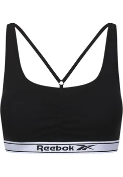 Бюстье Reebok "Jackie", надпись-логотип на полосе под грудью, оборки спереди, черный