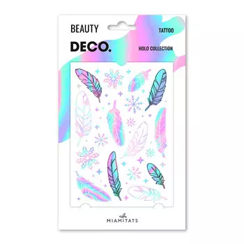 Татуировка для тела DECO. HOLOGRAPHIC by Miami tattoos переводная Feathers