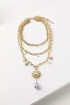Ожерелье с подвеской и жемчужинами Guess