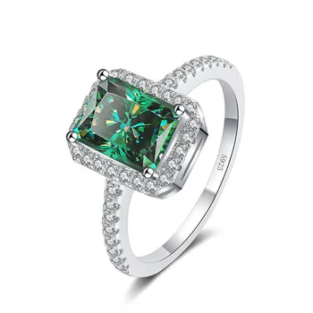 Сертифицированное муассанит Bague Ringen, обручальное кольцо с муассанитом сияющей огранки, бриллиантовые кольца 1 или 2 карата, кольца из стерлингового серебра, обручальное кольцо, подарки 1ct No.5 белый